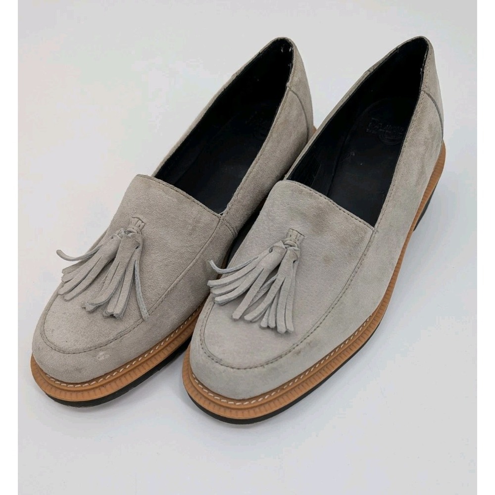 Dr. Martens Favilla II Tassel Suede Loafers Light Gray women's size 7